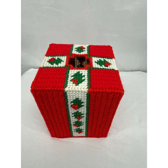 Other - Handmade Christmas Gift Wrap Tissue‎ Box Cover Red Green Holly Berry